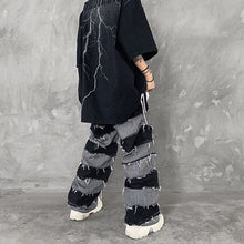 画像をギャラリービューアに読み込む, メンズ デニムパンツ クラッシュデニム ワイド ダメージ加工
