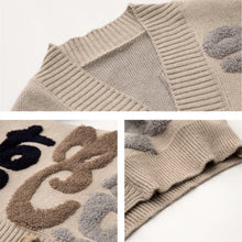 画像をギャラリービューアに読み込む, カーディガン ルーズニット ボア 英字ロゴ オーバーサイズ