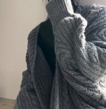 画像をギャラリービューアに読み込む, トップス カーディガン ロング丈 長袖 ケーブルニット