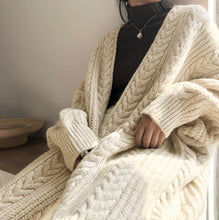 画像をギャラリービューアに読み込む, トップス カーディガン ロング丈 長袖 ケーブルニット