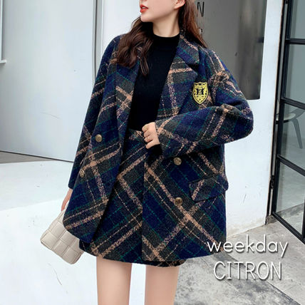 セットアップ ブレザー×スカート ツイード レディース セットアップ 秋冬 ショート