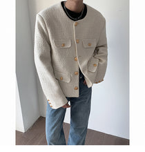 画像をギャラリービューアに読み込む, 大人気 ツイード ジャケット 韓国風 ツイード ジャケット ラグジュアリー ノーカラー パーティ スタイリッシュ 春秋冬活躍