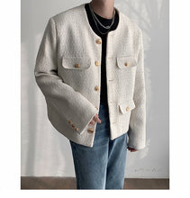 画像をギャラリービューアに読み込む, 大人気 ツイード ジャケット 韓国風 ツイード ジャケット ラグジュアリー ノーカラー パーティ スタイリッシュ 春秋冬活躍
