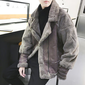 ムートンコート 3色 ボア ジャケット メンズ ユニセックス レザージャケット 韓国