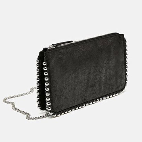 ZARA スタッズ付き ブラッククロスボディバッグ レディース ファッション 8085204