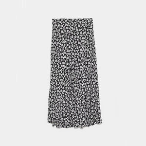 ZARA M フラワー柄 ロング Aライン スカート ブラック 7563040