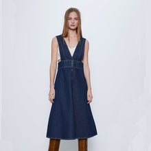 画像をギャラリービューアに読み込む, ZARA ザラ ボタンアップ仕様デニムジャンパースカート青 5899066