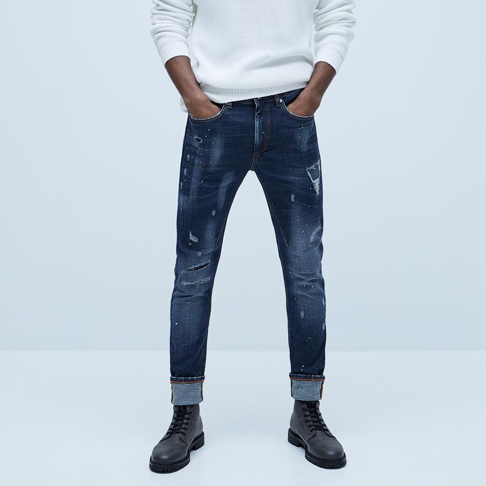 ZARA ザラ ドリッピング付きスキニーデニムパンツ メンズ　ファッション カジュアル 0855400