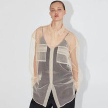 画像をギャラリービューアに読み込む, ZARA　ザラ 透け感チュールシャツ ポケット付き 夏秋向け 8779621