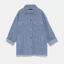 画像をギャラリービューアに読み込む, ZARA ザラ ポケット付きコーデュロイ地シャツジャケット レディース 8372222