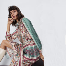 画像をギャラリービューアに読み込む, ZARA ザラ プリント柄シャツワンピース ミディ丈 春秋 2375140