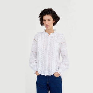 ZARA ザラ 刺繍入りシャツ ホワイト レディース 夏秋向け 5598043