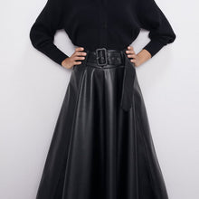 画像をギャラリービューアに読み込む, ZARA ベルト付きレザーテイストスカート ブラック　秋冬向け　2969249