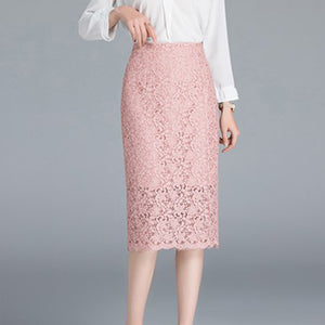 ZARA ザラ レース フレア ロングスカート ピンク　春秋向け