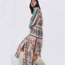 画像をギャラリービューアに読み込む, ZARA ザラ プリント柄シャツワンピース ミディ丈 春秋 2375140