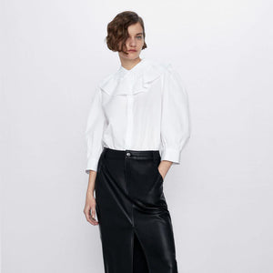 ZARA ザラ 刺繍入りフリルトップス レデイース ブラウス シャツ  2020新品 春夏秋向け 1971058
