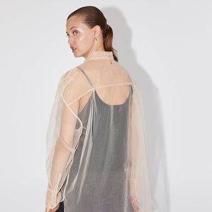 ZARA　ザラ 透け感チュールシャツ ポケット付き 夏秋向け 8779621