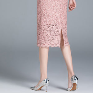 ZARA ザラ レース フレア ロングスカート ピンク　春秋向け