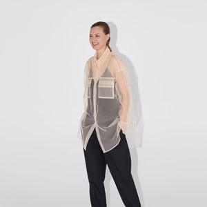 ZARA　ザラ 透け感チュールシャツ ポケット付き 夏秋向け 8779621