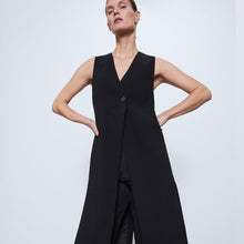 画像をギャラリービューアに読み込む, ZARA ザラ ボタン留めロング丈ベスト夏秋新品　レディース　エレガント ブラック 2418878