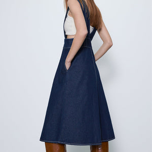 ZARA ザラ ボタンアップ仕様デニムジャンパースカート青 5899066