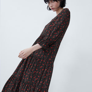 ZARA ザラ 新品　ロングワンピース　花柄　ドット8342344