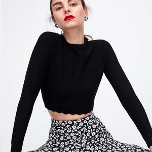 ZARA M フラワー柄 ロング Aライン スカート ブラック 7563040