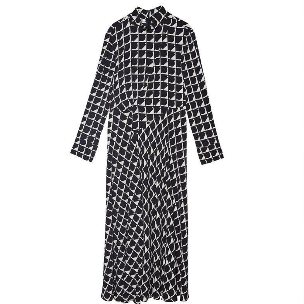 ZARA ザラ プリント柄 ハイネック  ロングワンピース　秋向け　8588103