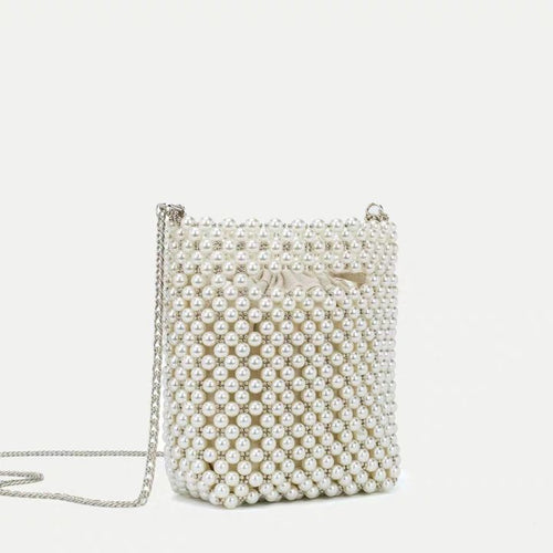 ZARA パール バッグミニ バスケット ザラ ホワイト