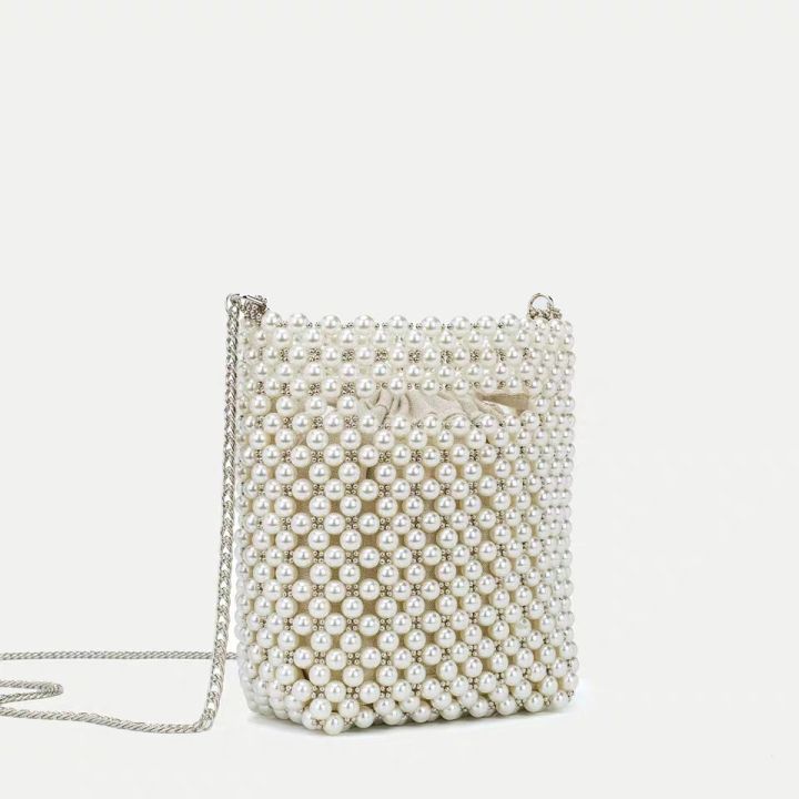ZARA パール バッグミニ バスケット ザラ ホワイト