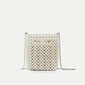 ZARA パール バッグミニ バスケット ザラ ホワイト