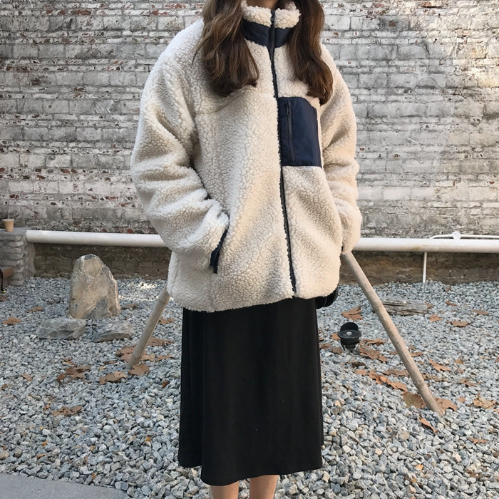 韓国 ボア ジャケット コート ミディ ボアブルゾン レディースアウター コート 秋 冬きれいめ