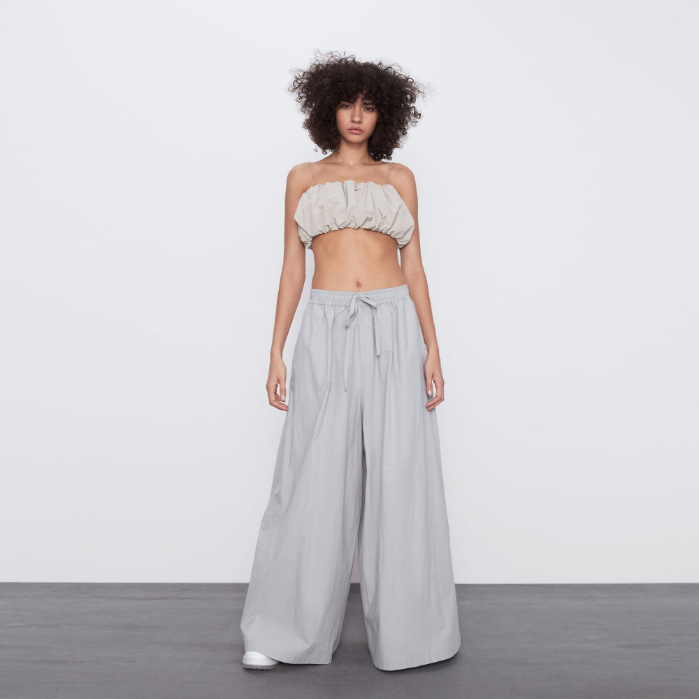 ZARA エクストラロング丈マキシボリュームパンツ グレー  2552329