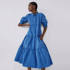 ZARA  バルーンスリーブワンピース ザラ ブルー 7939201