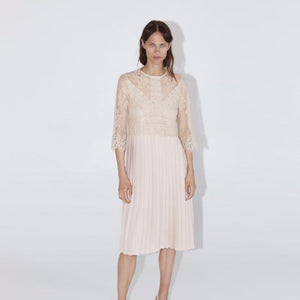 ZARA プリーツ ワンピースひざ丈ワンピース ザラピンク 8741028