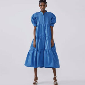 ZARA  バルーンスリーブワンピース ザラ ブルー 7939201