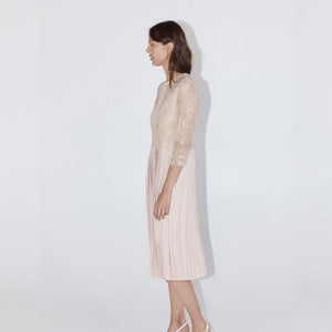 ZARA プリーツ ワンピースひざ丈ワンピース ザラピンク 8741028