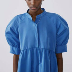 ZARA  バルーンスリーブワンピース ザラ ブルー 7939201