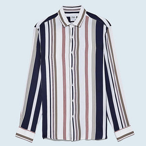 ZARA　ザラ ストライプシャツ メンズ 個性的 春秋 5975301