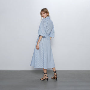 ZARA ストライプ柄シャツワンピース ブルー 2412470