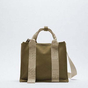 ZARA ザラ テキスト ミニキャンバストートバッグ 3色 6832810