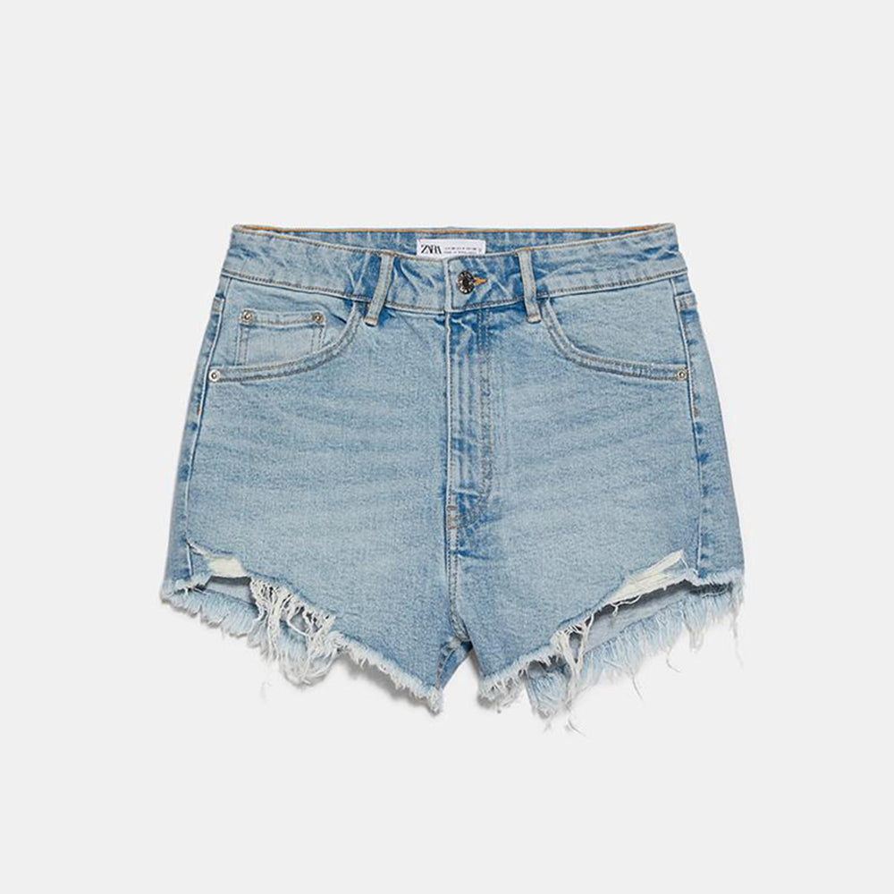 ZARA ザラ ハイライズデニムショートパンツ レディース エレガント ブルー 8197006