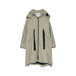 ZARA 撥水加工入りパーカ 詳細 ザラ ダークキャメル 0518064