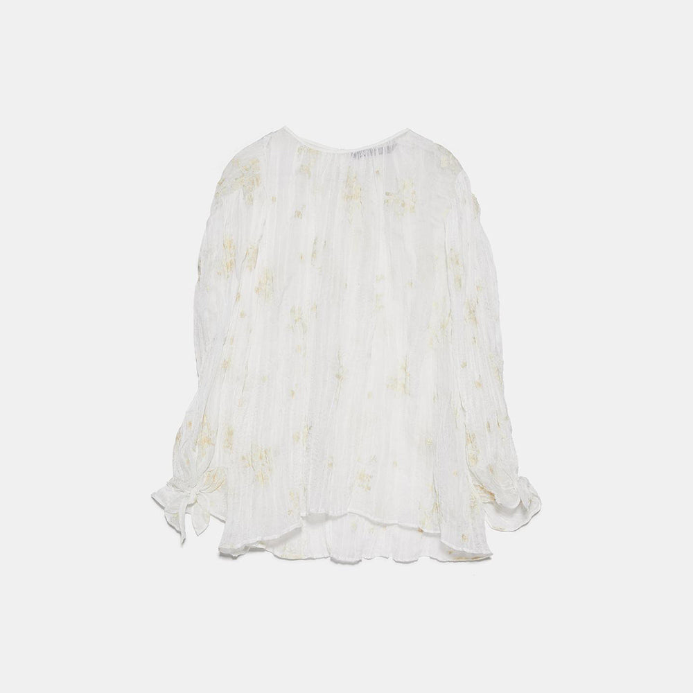 ZARA ザラ 刺繍入りブラウス　セミシースルー　春秋 2481781