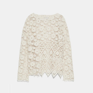 ZARA ザラ クロシェットトップス レディース ホワイト 9173025