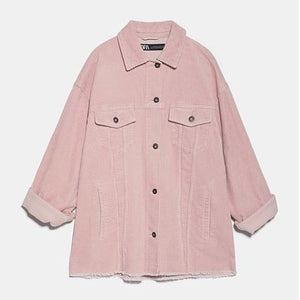 ZARA ザラ ポケット付きコーデュロイ地シャツジャケット レディース 8372222