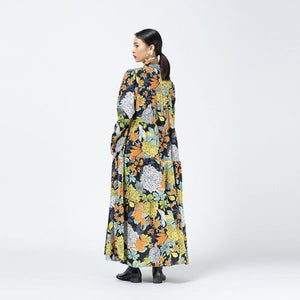 ワンピース レトロ 花柄 ボタニカル マキシ丈