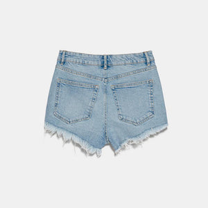ZARA ザラ ハイライズデニムショートパンツ レディース エレガント ブルー 8197006