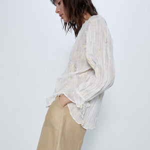 ZARA ザラ 刺繍入りブラウス　セミシースルー　春秋 2481781