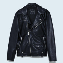 画像をギャラリービューアに読み込む, ZARA ザラ レザーブームライダースジャケット メンズ 格好いい ブラック 1966400